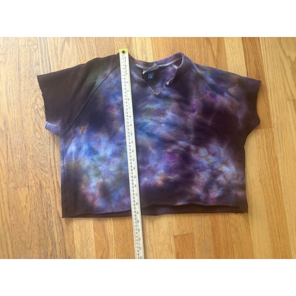 Universal Thread Ice Dye Upcycled Short Sleeve Sweatshirt Purple Blue‎ Medium - Picture 5 of 5